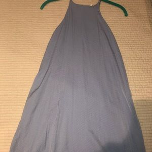 High neck Purple midi dress with tiny dots